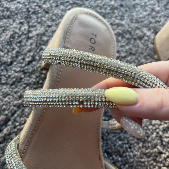 Torrid Nude Rhinestone Strap Block Heel - Picture 7 of 8